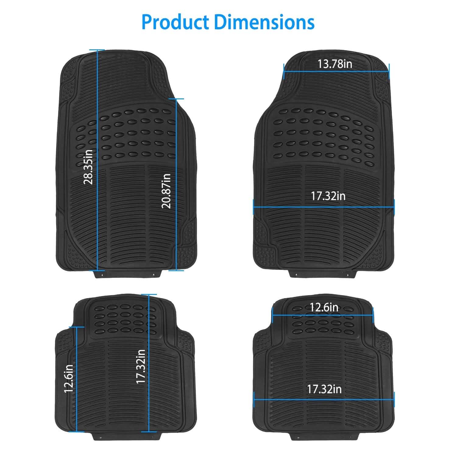4-Pieces: Heavy Duty PVC Rubber Automotive Floor Mats with Trimmable Design Automotive - Tophatter Daily Deals