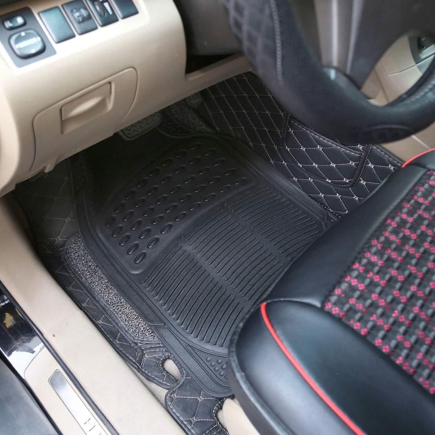 4-Pieces: Heavy Duty PVC Rubber Automotive Floor Mats with Trimmable Design Automotive - Tophatter Daily Deals