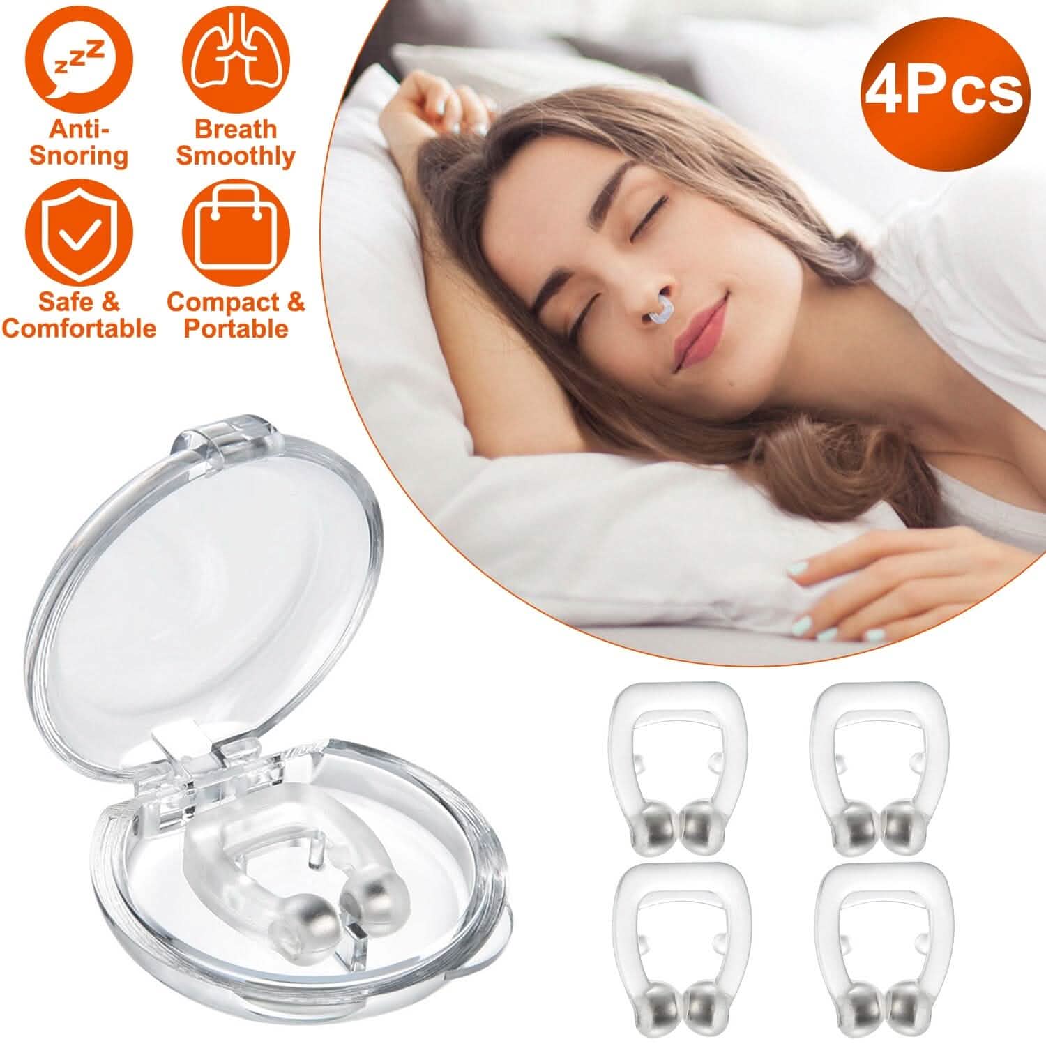 4-Pieces: Magnetic Nose Clip Anti Snoring Device Health & Wellness - Tophatter Daily Deals