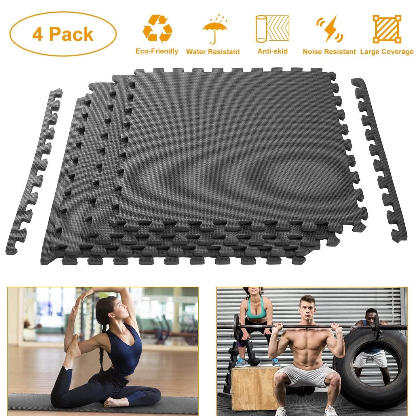 4-Pieces: Puzzle Exercise Foam Mat Fitness & Exercise - Tophatter Daily Deals