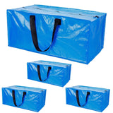 4-Pieces: Reusable Plastic Totes Blue Moving Bin Zippered Storage Bag Storage & Organization - Tophatter Daily Deals