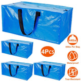 4-Pieces: Reusable Plastic Totes Blue Moving Bin Zippered Storage Bag Storage & Organization - Tophatter Daily Deals
