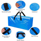 4-Pieces: Reusable Plastic Totes Blue Moving Bin Zippered Storage Bag Storage & Organization - Tophatter Daily Deals