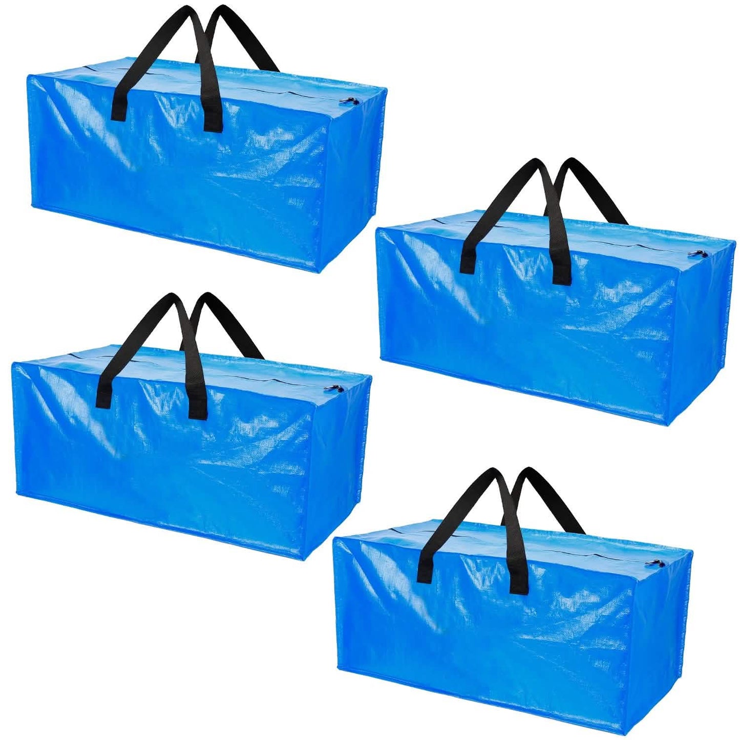 4-Pieces: Reusable Plastic Totes Blue Moving Bin Zippered Storage Bag Storage & Organization - Tophatter Daily Deals