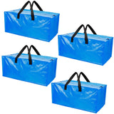 4-Pieces: Reusable Plastic Totes Blue Moving Bin Zippered Storage Bag Storage & Organization - Tophatter Daily Deals