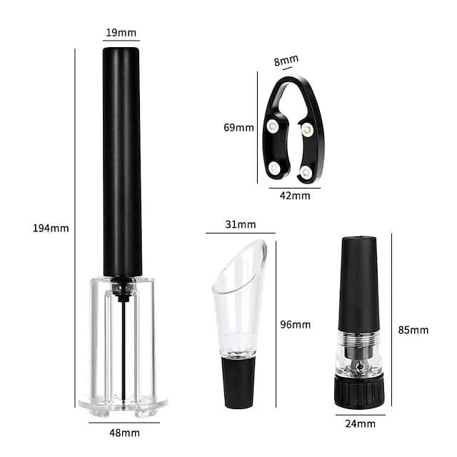 4-Pieces Set: Air Pump Wine Bottle Opener Wine & Dining - Tophatter Daily Deals