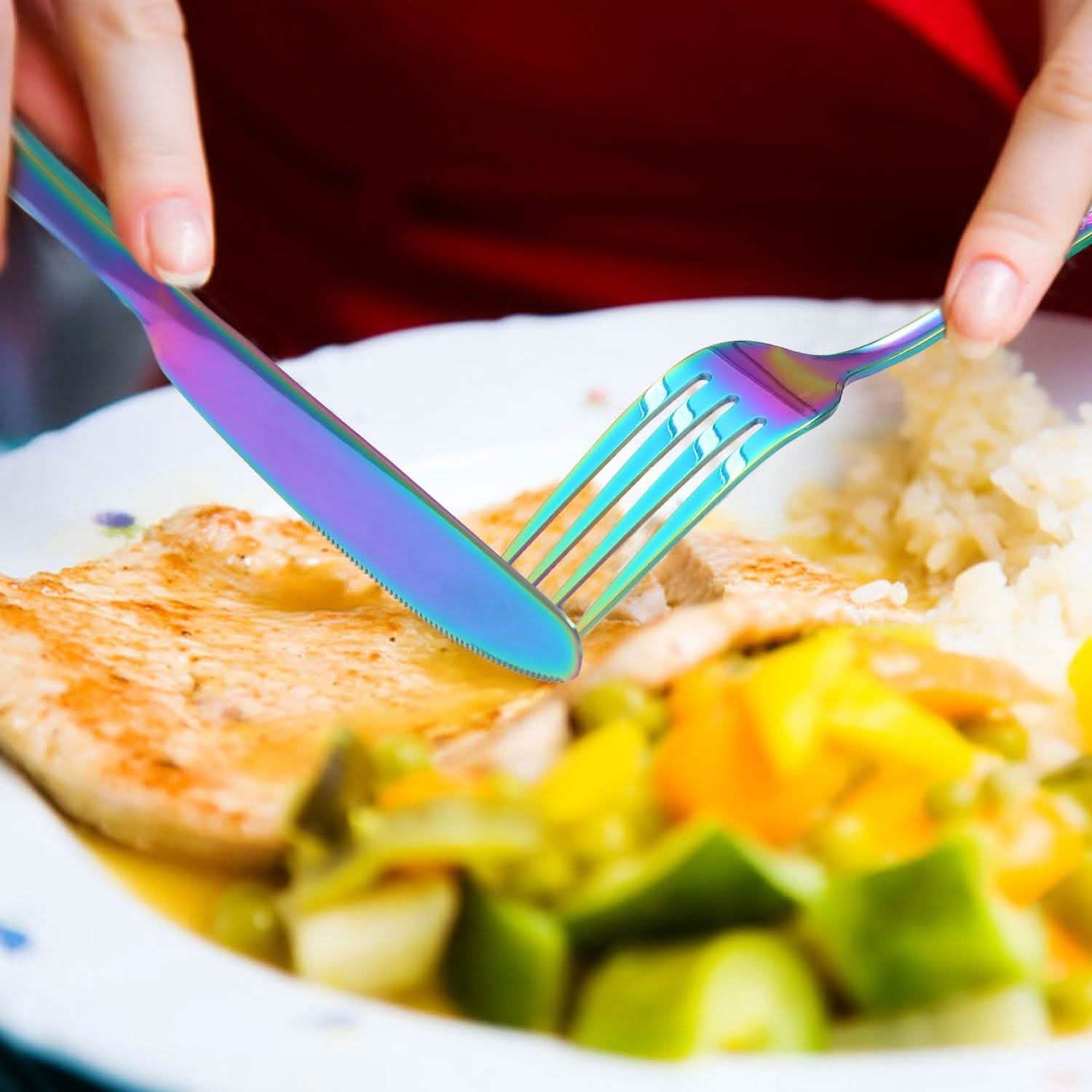 4-Pieces Set: Flatware Stainless Steel Silverware Cutlery Kitchen Set Wine & Dining - Tophatter Daily Deals