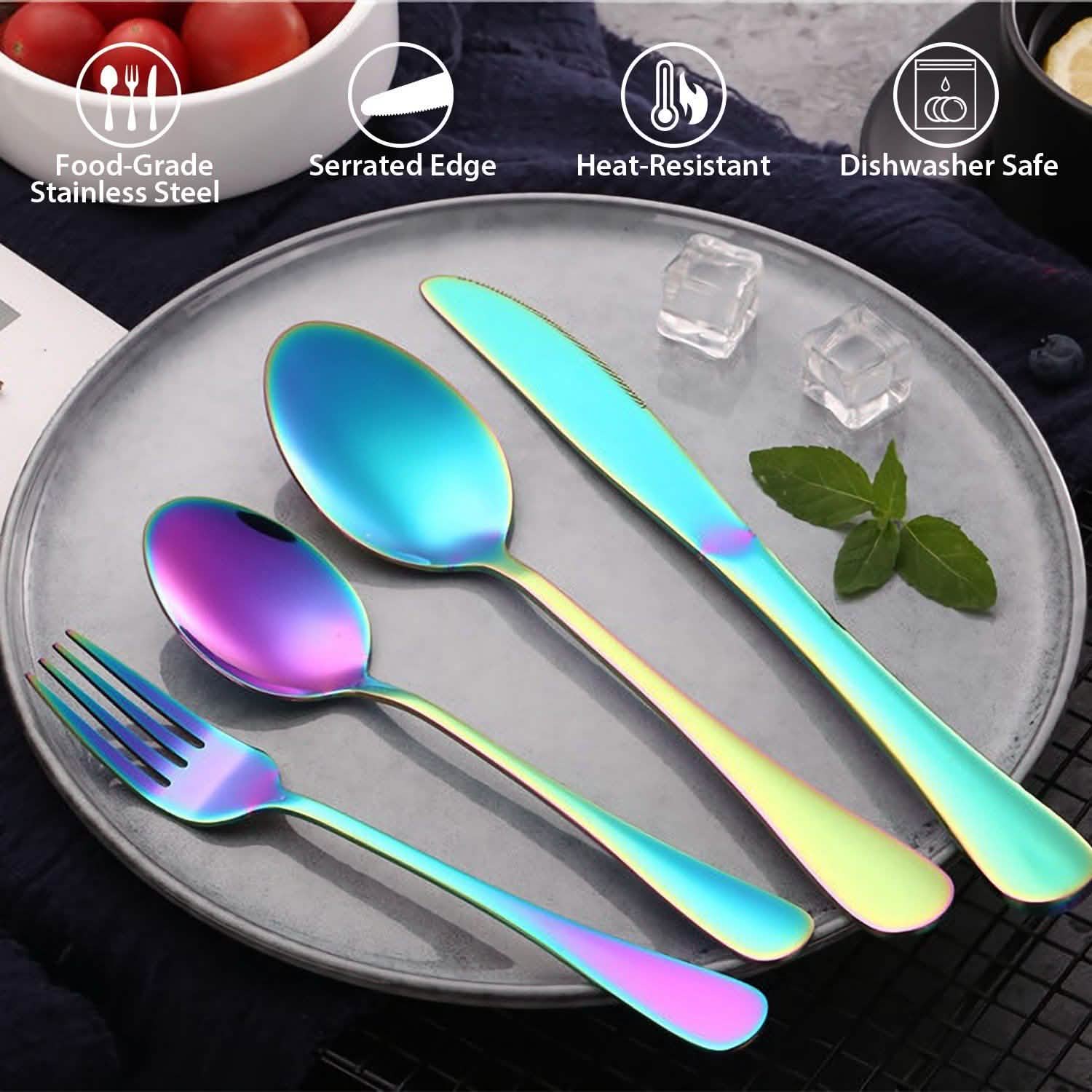 4-Pieces Set: Flatware Stainless Steel Silverware Cutlery Kitchen Set Wine & Dining - Tophatter Daily Deals
