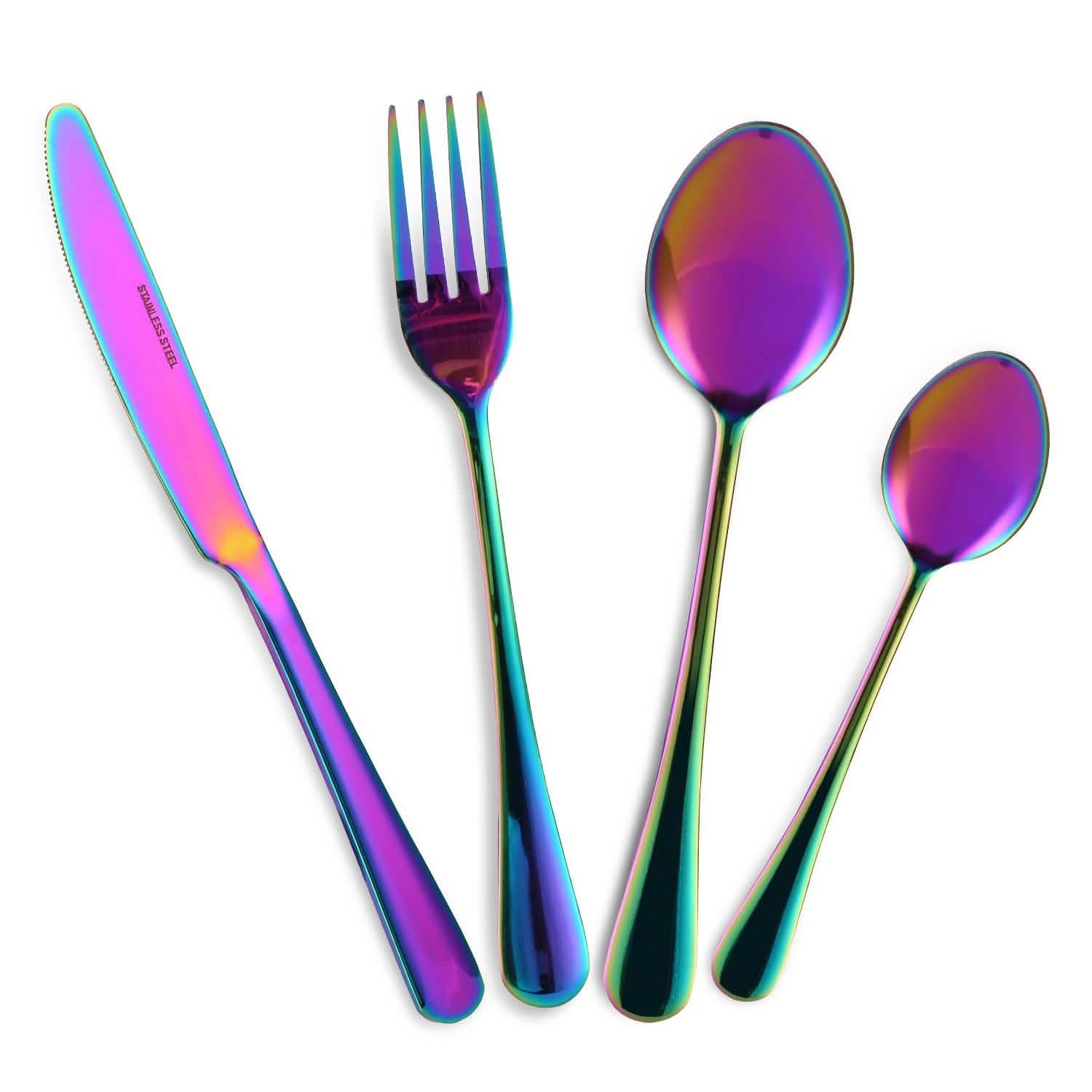 4-Pieces Set: Flatware Stainless Steel Silverware Cutlery Kitchen Set Wine & Dining - Tophatter Daily Deals