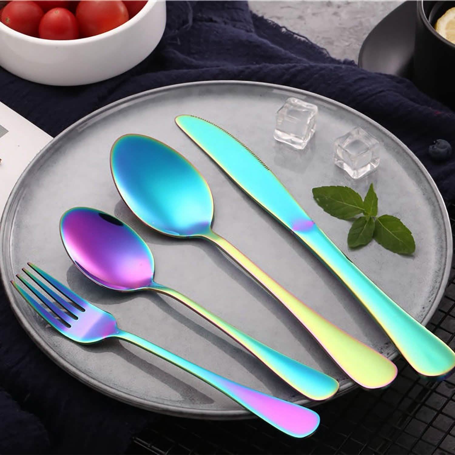 4-Pieces Set: Flatware Stainless Steel Silverware Cutlery Kitchen Set Wine & Dining - Tophatter Daily Deals