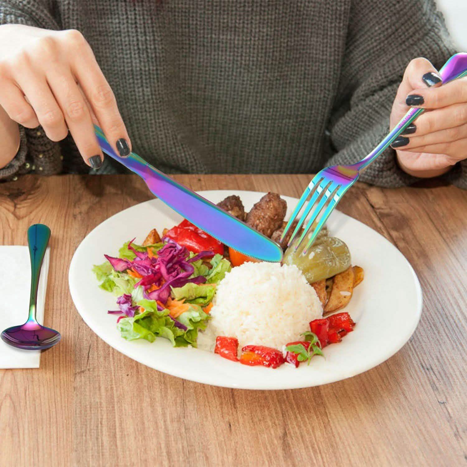 4-Pieces Set: Flatware Stainless Steel Silverware Cutlery Kitchen Set Wine & Dining - Tophatter Daily Deals