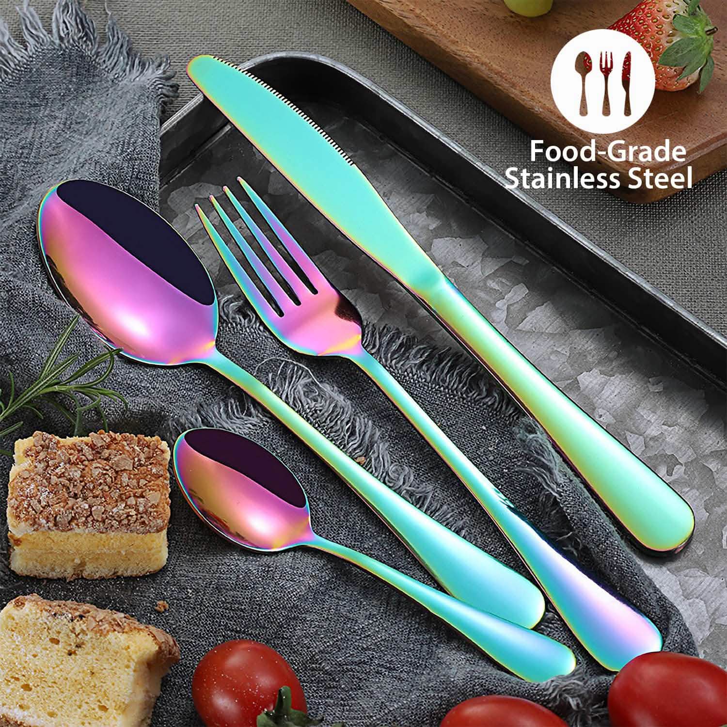 4-Pieces Set: Flatware Stainless Steel Silverware Cutlery Kitchen Set Wine & Dining - Tophatter Daily Deals