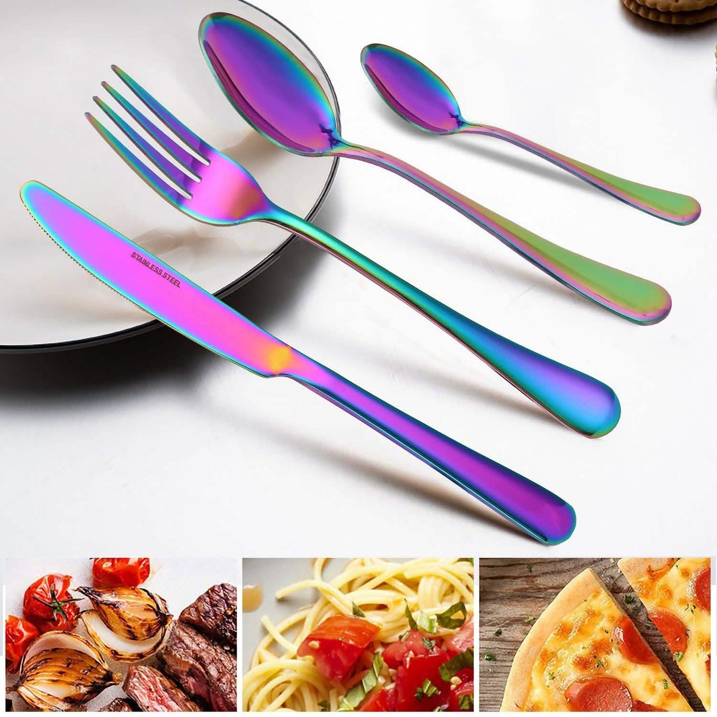 4-Pieces Set: Flatware Stainless Steel Silverware Cutlery Kitchen Set Wine & Dining - Tophatter Daily Deals