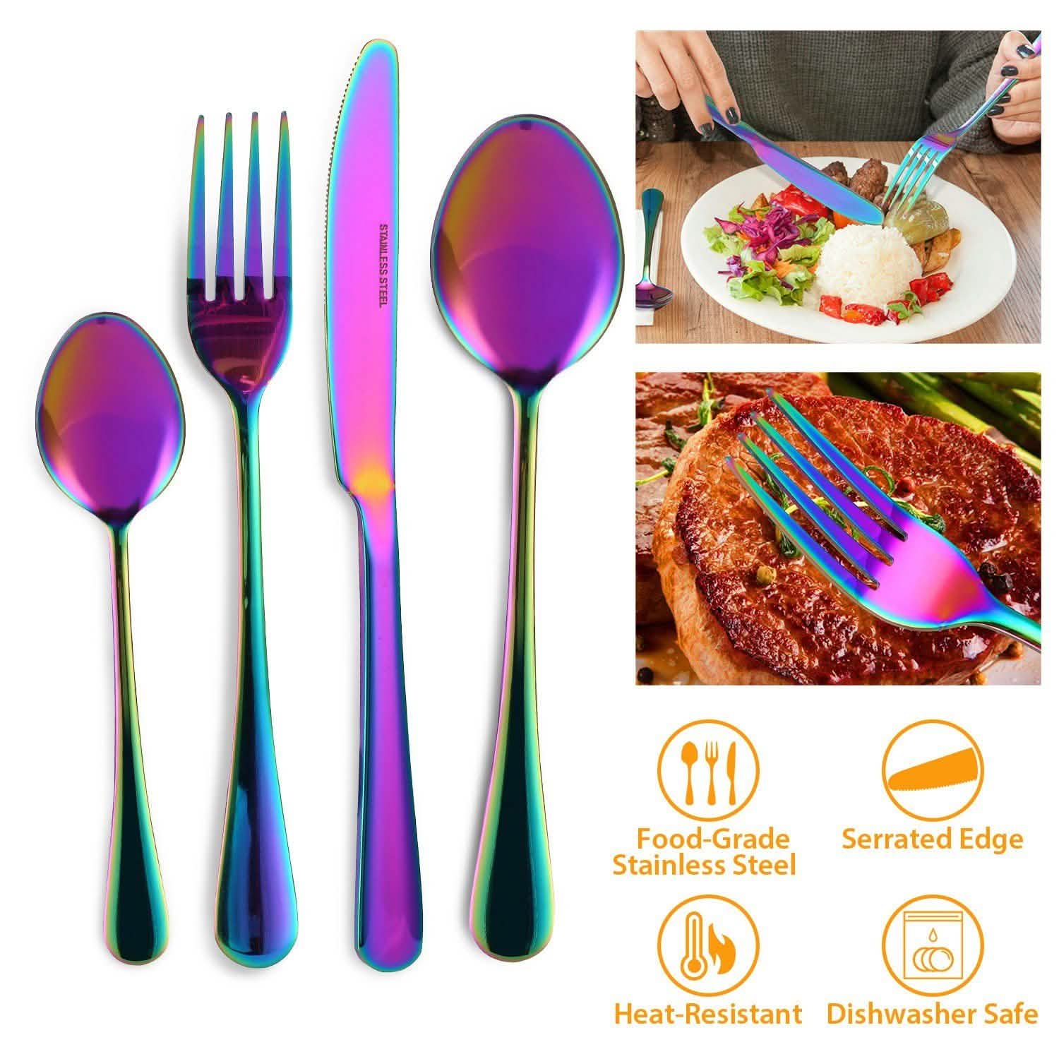 4-Pieces Set: Flatware Stainless Steel Silverware Cutlery Kitchen Set Wine & Dining - Tophatter Daily Deals