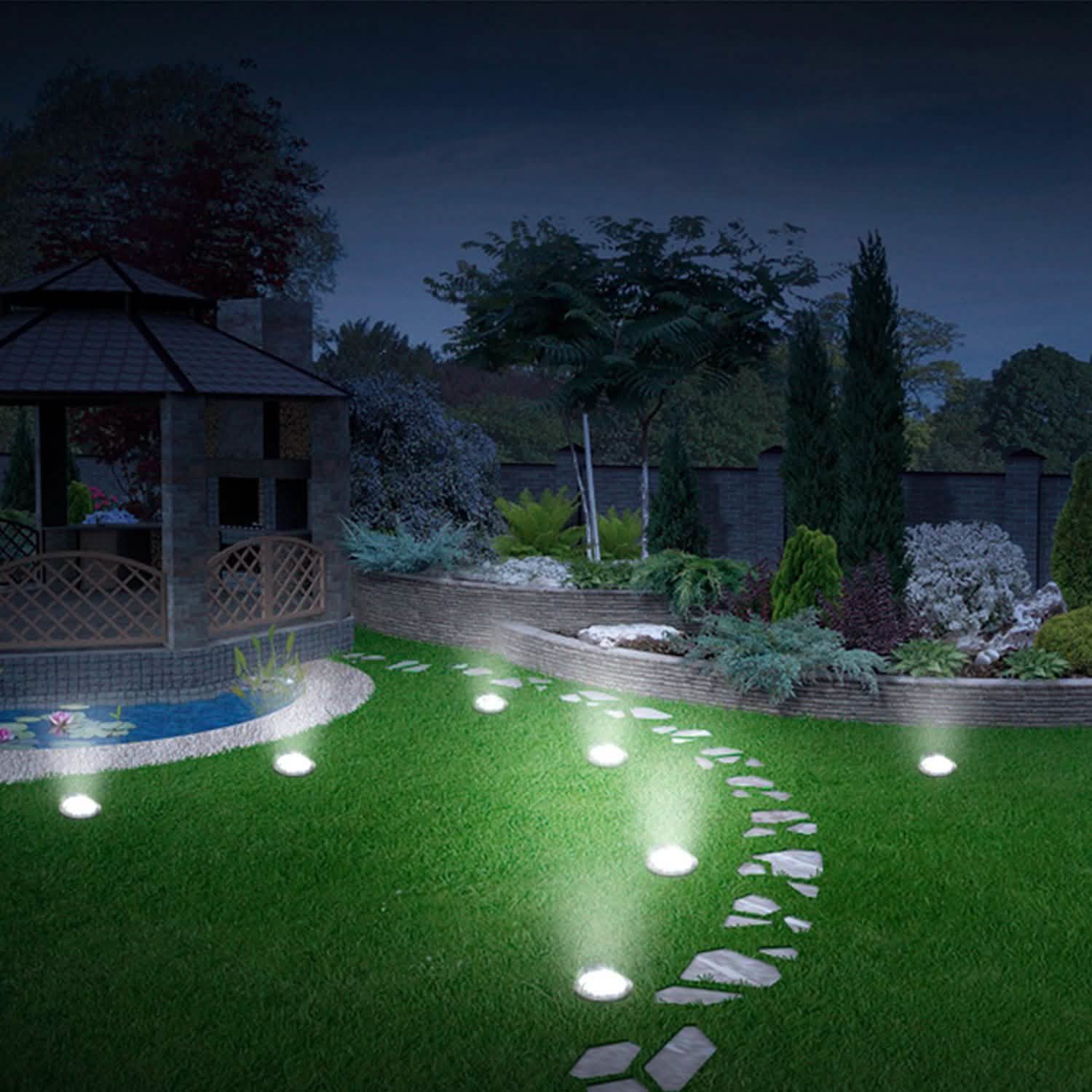 4-Pieces: Solar Powered Ground Light Outdoor Lighting - Tophatter Daily Deals