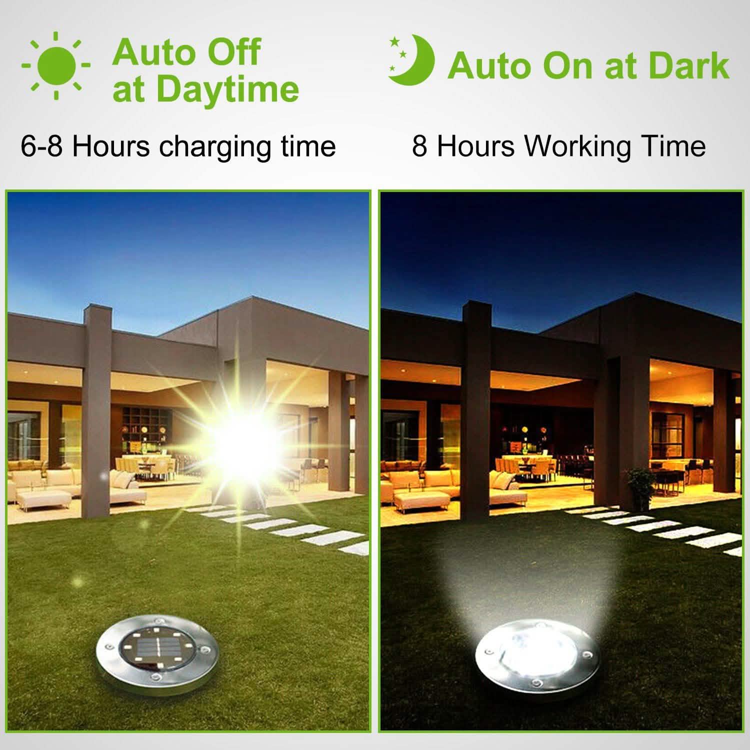 4-Pieces: Solar Powered Ground Light Outdoor Lighting - Tophatter Daily Deals
