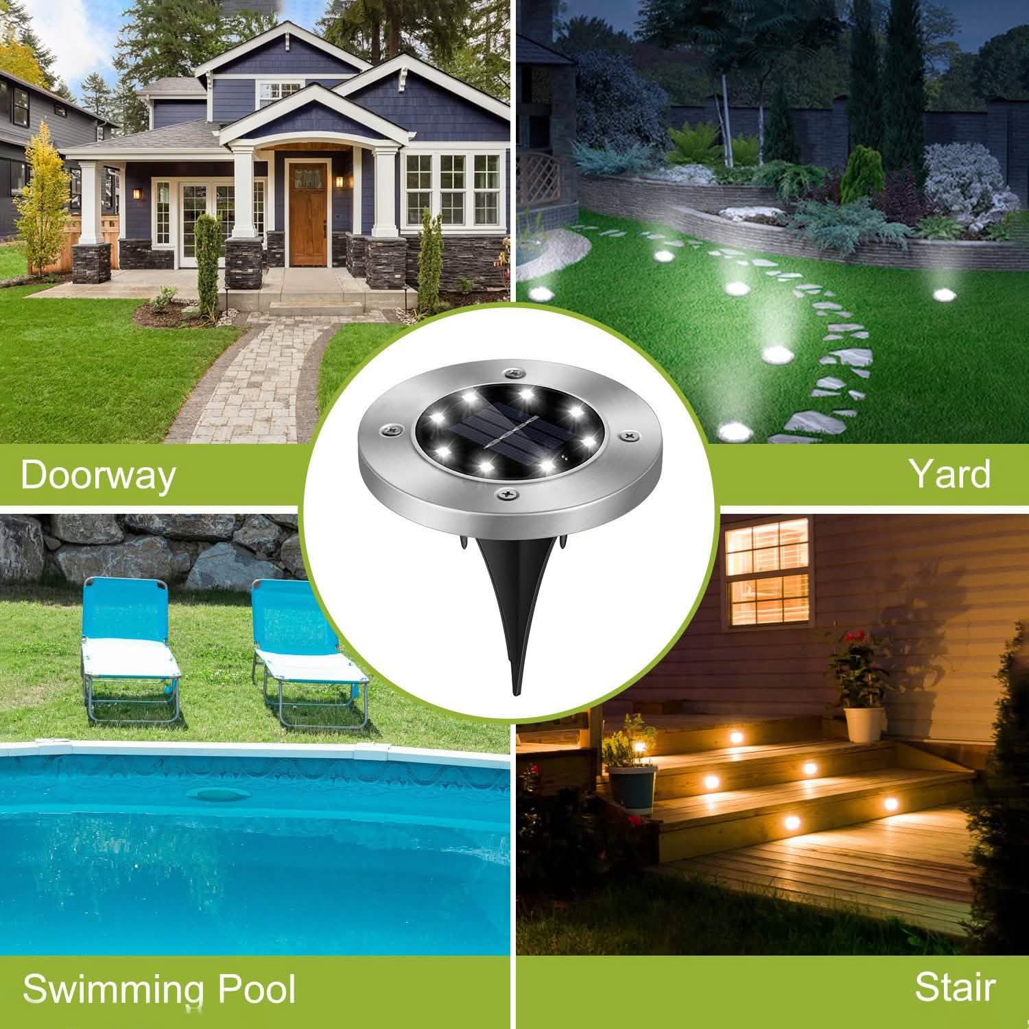 4-Pieces: Solar Powered Ground Light Outdoor Lighting - Tophatter Daily Deals