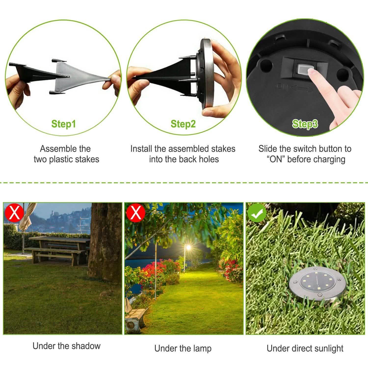 4-Pieces: Solar Powered Ground Light Outdoor Lighting - Tophatter Daily Deals