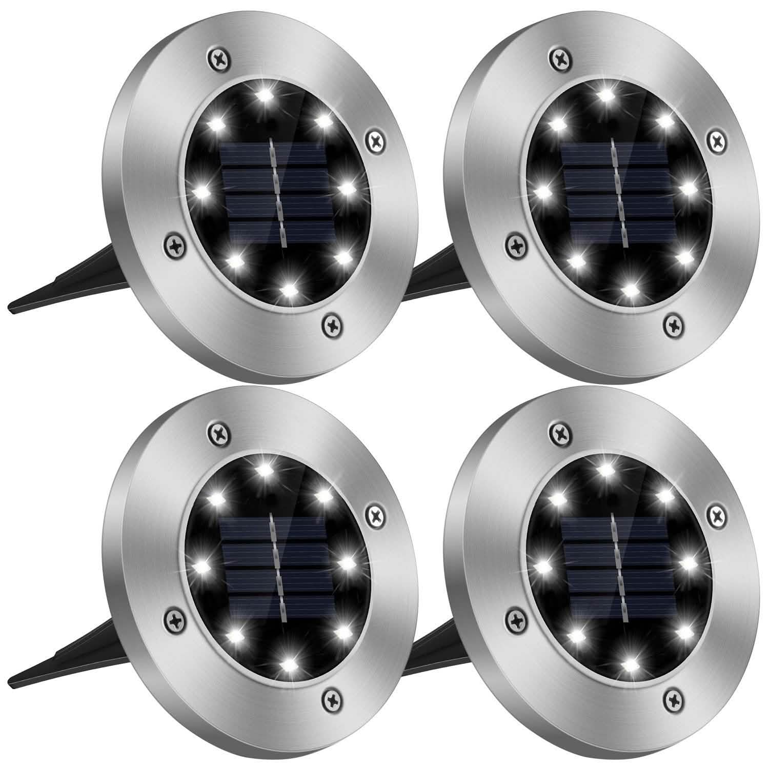 4-Pieces: Solar Powered Ground Light Outdoor Lighting - Tophatter Daily Deals