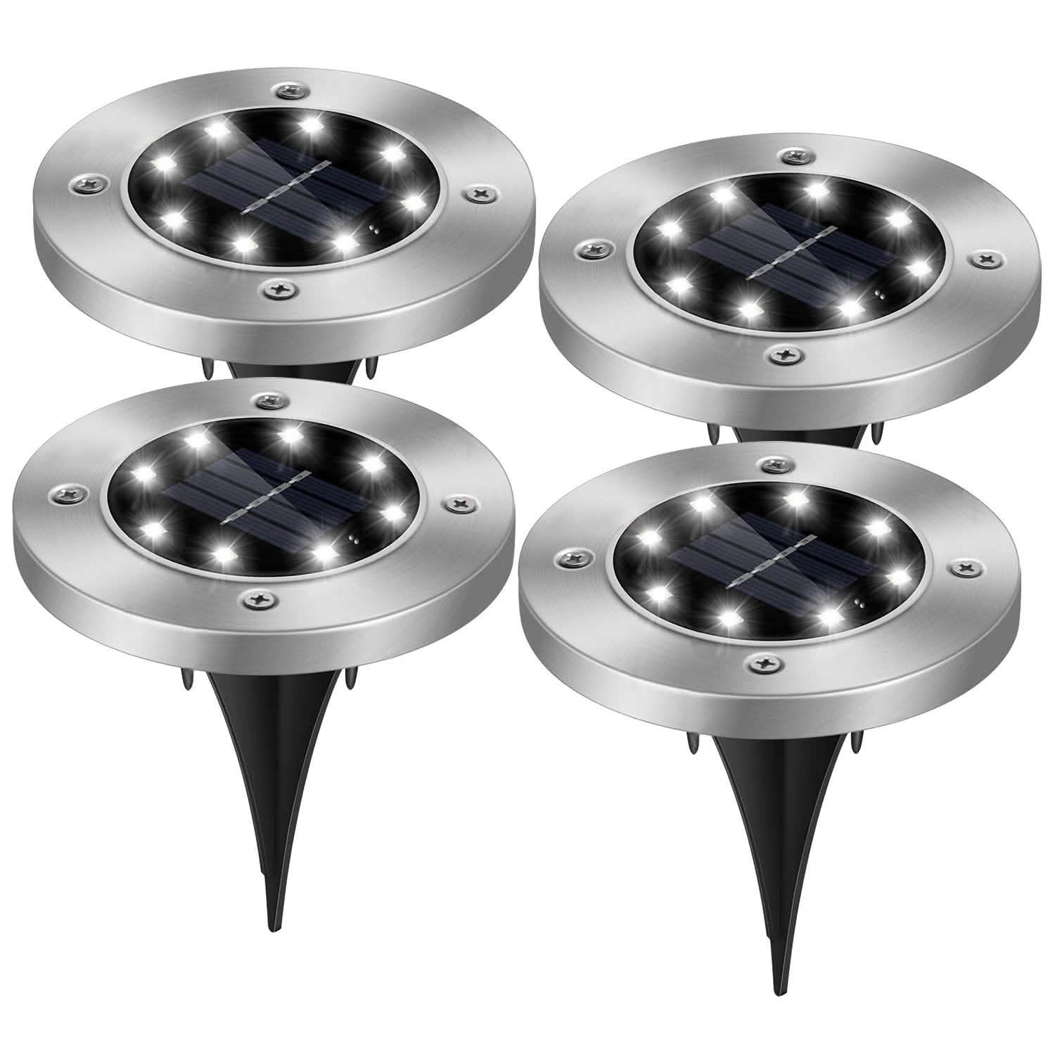 4-Pieces: Solar Powered Ground Light Outdoor Lighting - Tophatter Daily Deals