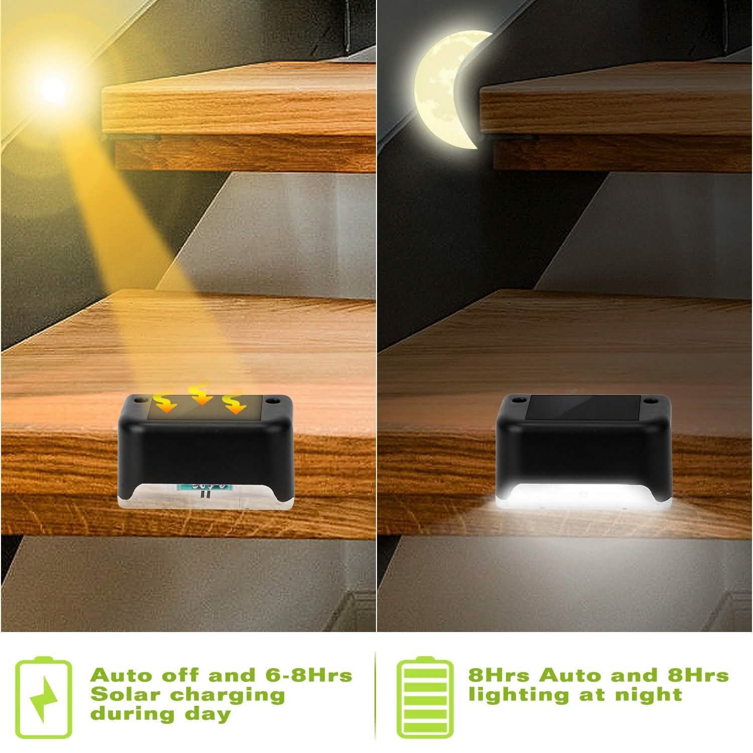 4-Pieces: Solar Powered LED Step Lights Outdoor Lighting - Tophatter Daily Deals