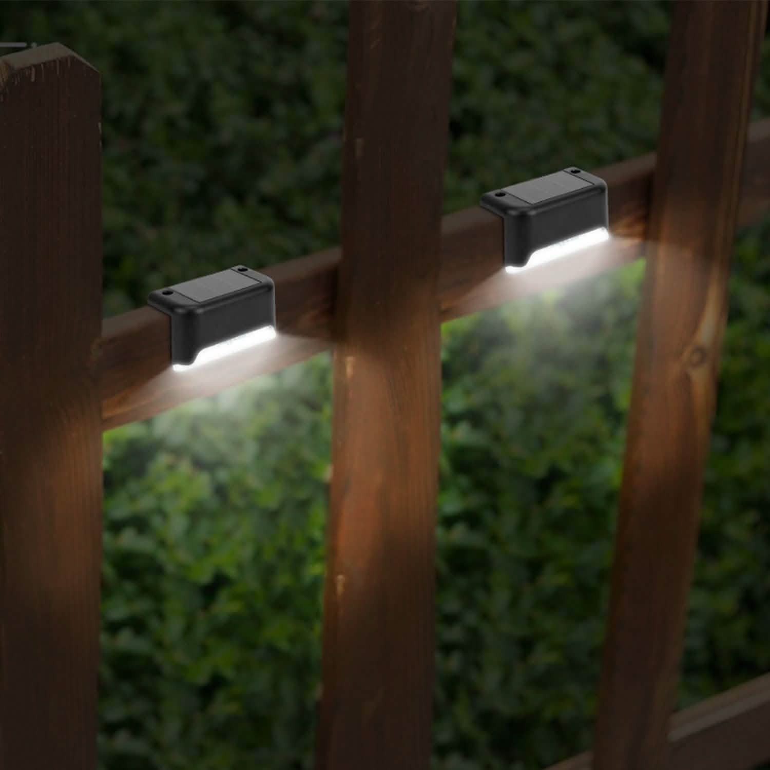 4-Pieces: Solar Powered LED Step Lights Outdoor Lighting - Tophatter Daily Deals