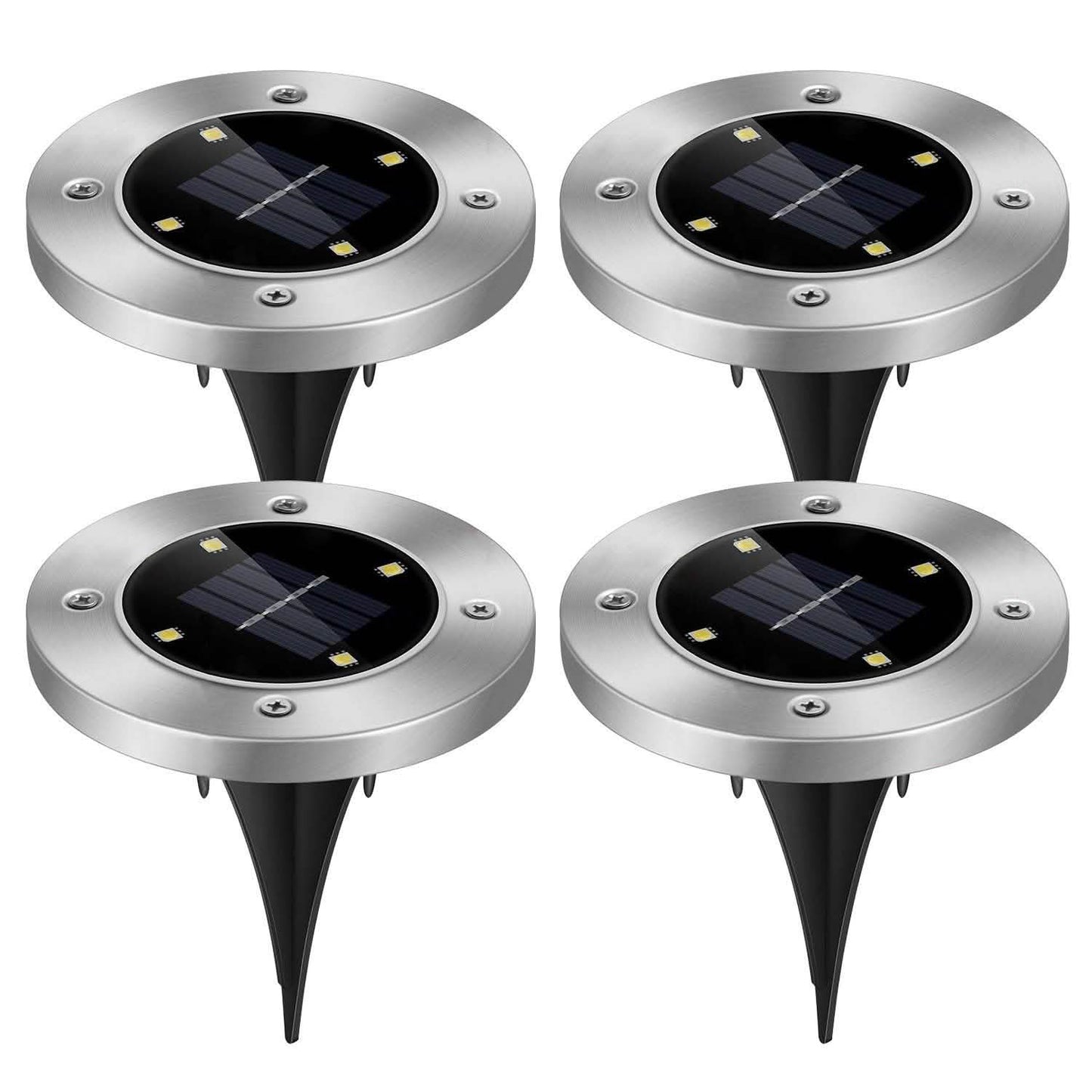 4-Pieces: Solar Waterproof Ground Light Outdoor Lighting - Tophatter Daily Deals