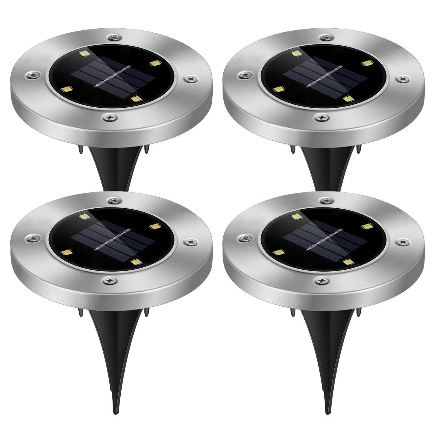 4-Pieces: Solar Waterproof Ground Light Outdoor Lighting - Tophatter Daily Deals