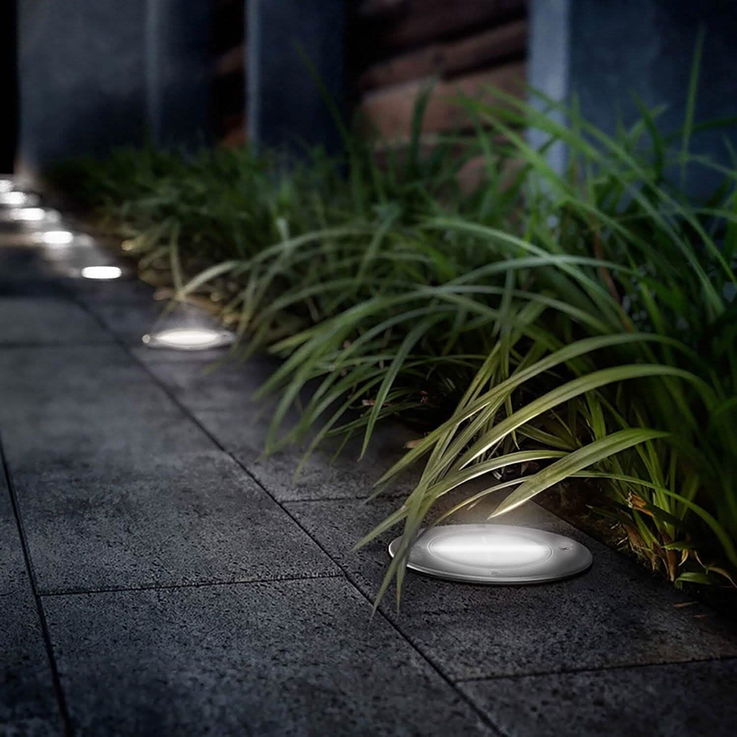 4-Pieces: Solar Waterproof Ground Light Outdoor Lighting - Tophatter Daily Deals