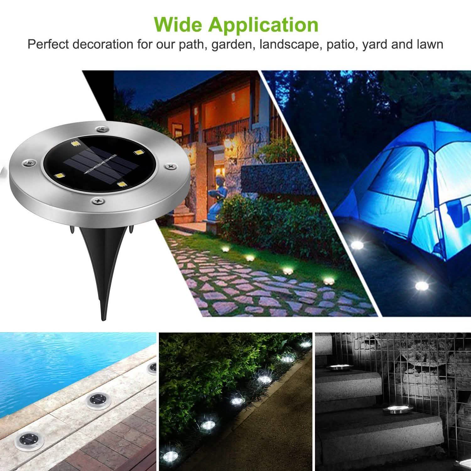 4-Pieces: Solar Waterproof Ground Light Outdoor Lighting - Tophatter Daily Deals