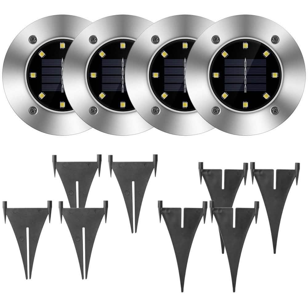4-Pieces: Solar Waterproof Ground Light Outdoor Lighting - Tophatter Daily Deals