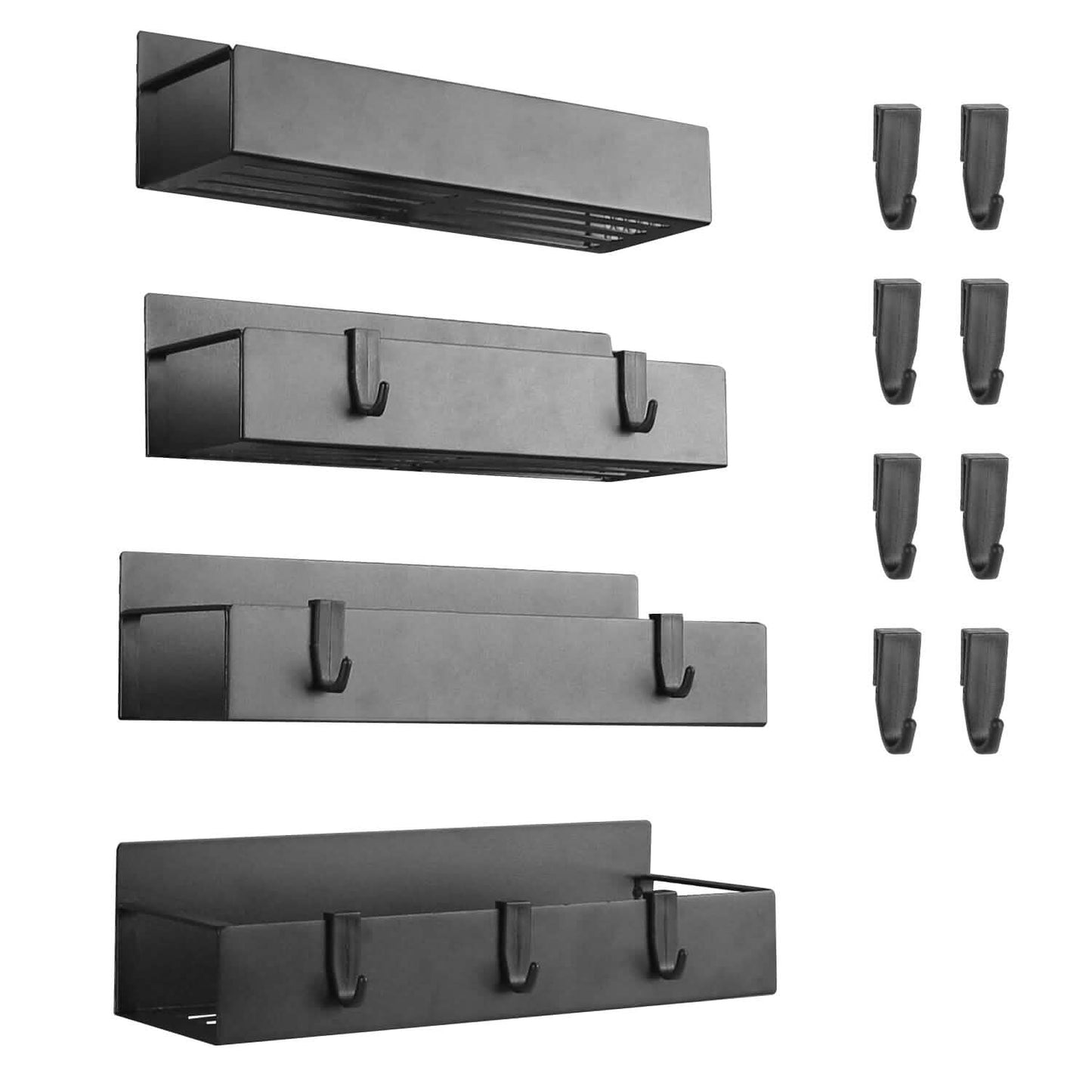 4-Pieces: Spice Rack Strong Magnetic Seasoning Storage Shelf with 8 Removable Hooks Kitchen Storage - Tophatter Daily Deals