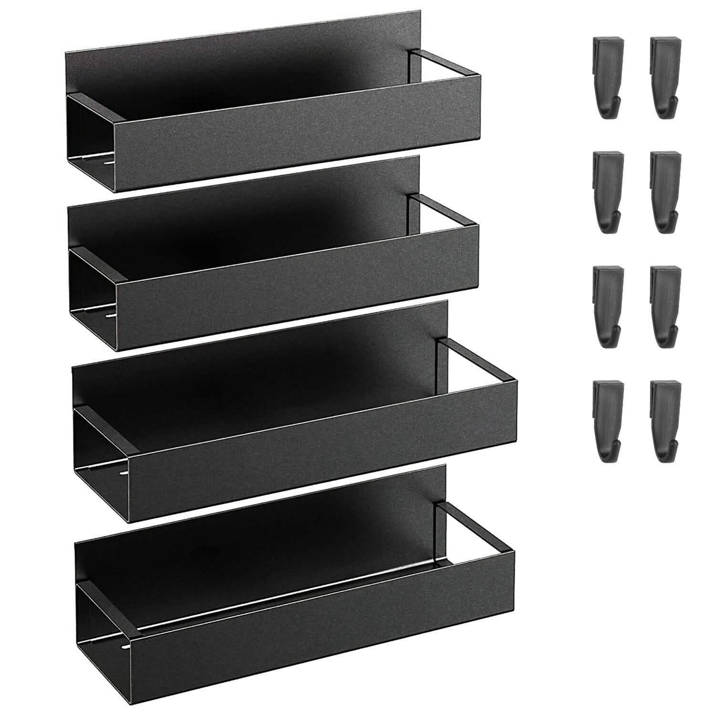 4-Pieces: Spice Rack Strong Magnetic Seasoning Storage Shelf with 8 Removable Hooks Kitchen Storage - Tophatter Daily Deals