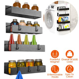 4-Pieces: Spice Rack Strong Magnetic Seasoning Storage Shelf with 8 Removable Hooks Kitchen Storage - Tophatter Daily Deals