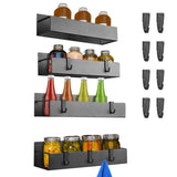 4-Pieces: Spice Rack Strong Magnetic Seasoning Storage Shelf with 8 Removable Hooks Kitchen Storage - Tophatter Daily Deals