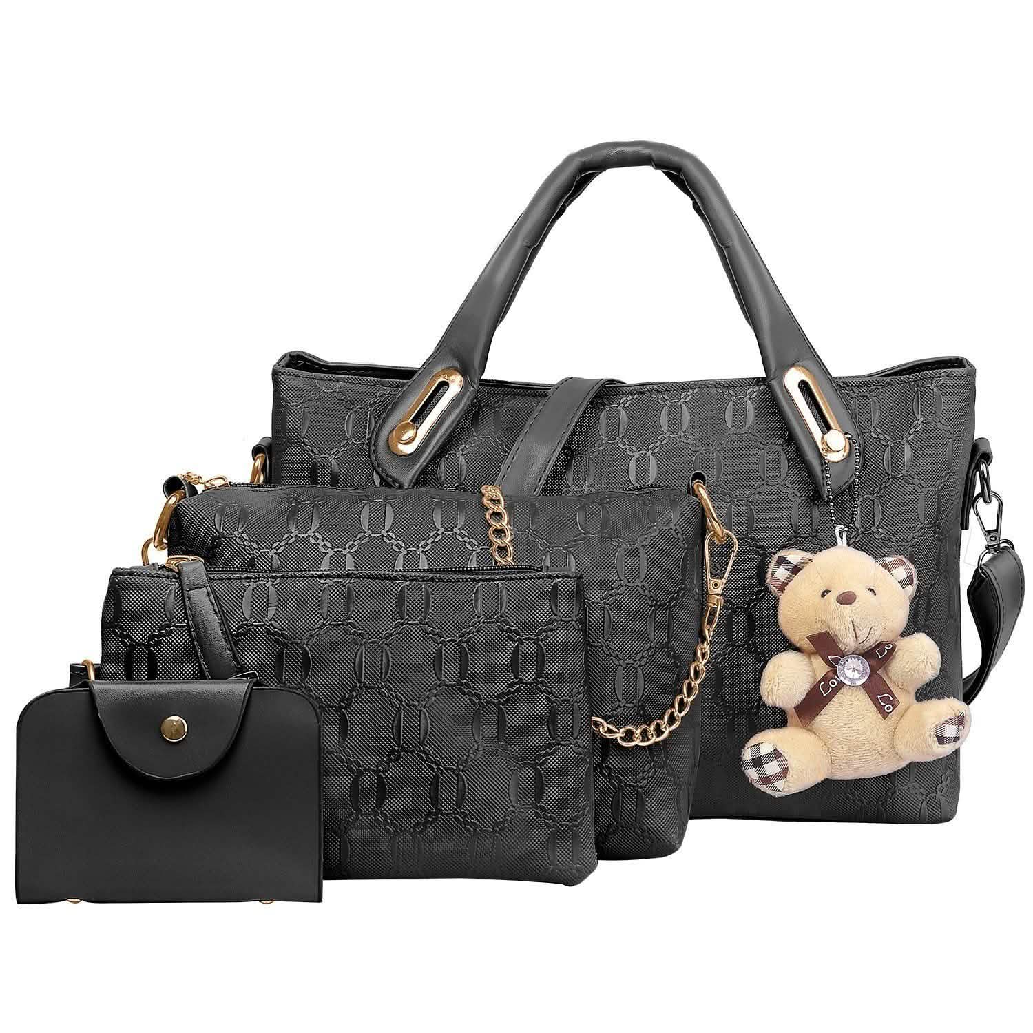 4-Pieces: Women Leather Handbag Black Handbags & Wallets - Tophatter Daily Deals