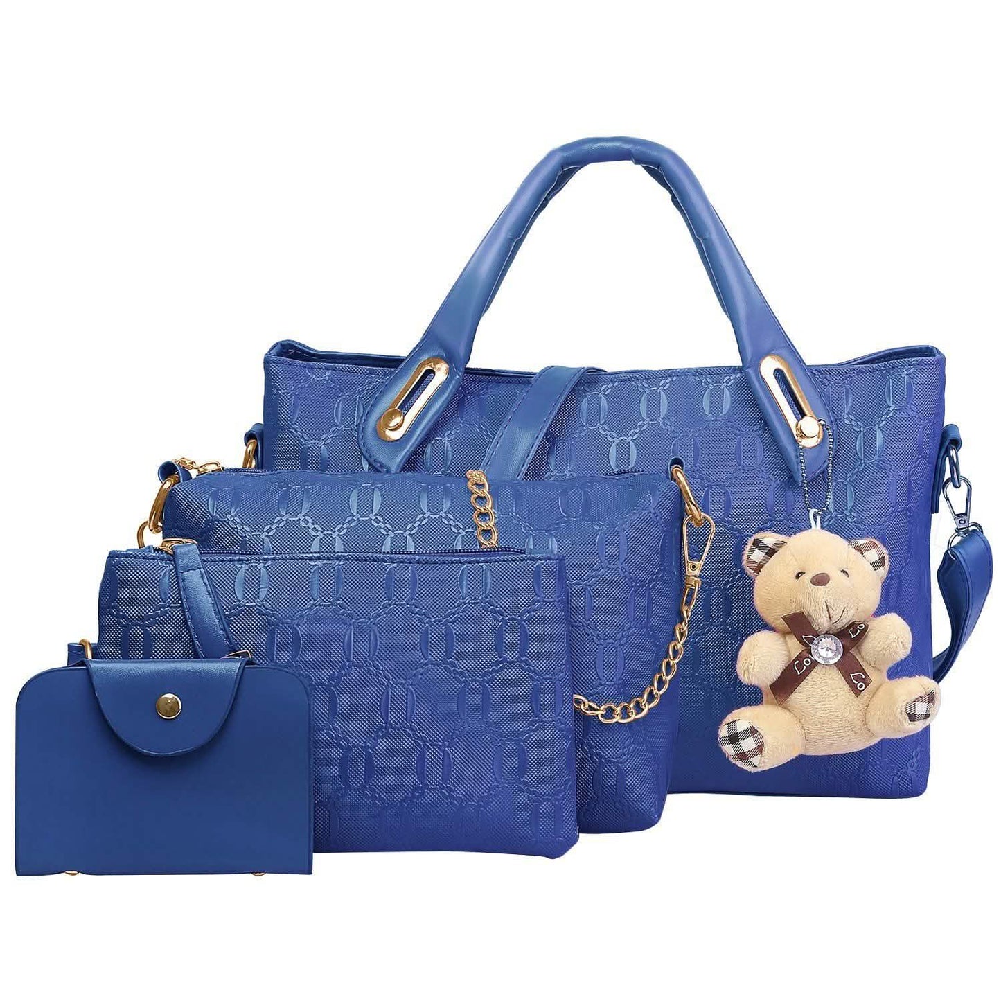 4-Pieces: Women Leather Handbag Blue Handbags & Wallets - Tophatter Daily Deals