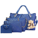 4-Pieces: Women Leather Handbag Blue Handbags & Wallets - Tophatter Daily Deals