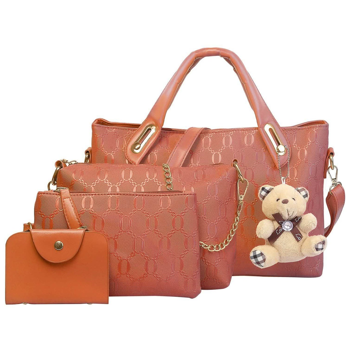 4-Pieces: Women Leather Handbag Brown Handbags & Wallets - Tophatter Daily Deals