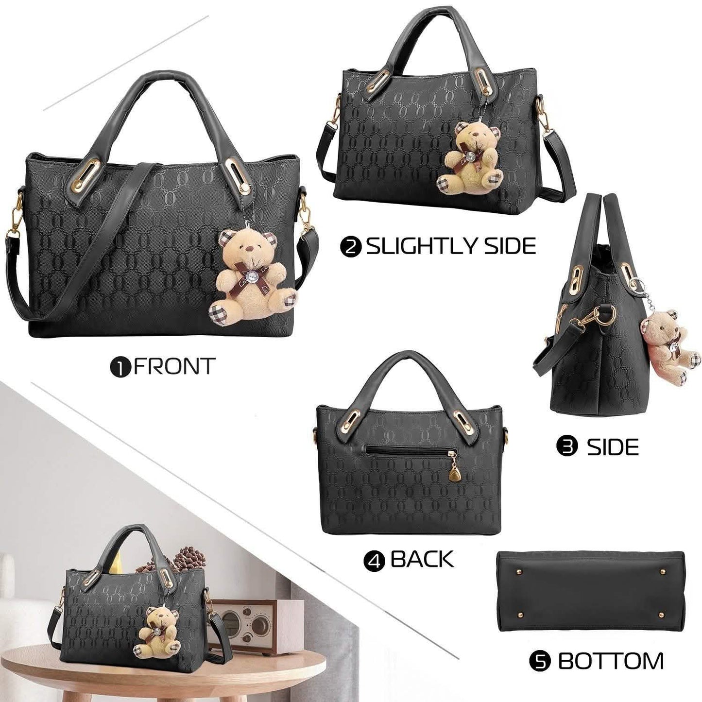 4-Pieces: Women Leather Handbag Handbags & Wallets - Tophatter Daily Deals