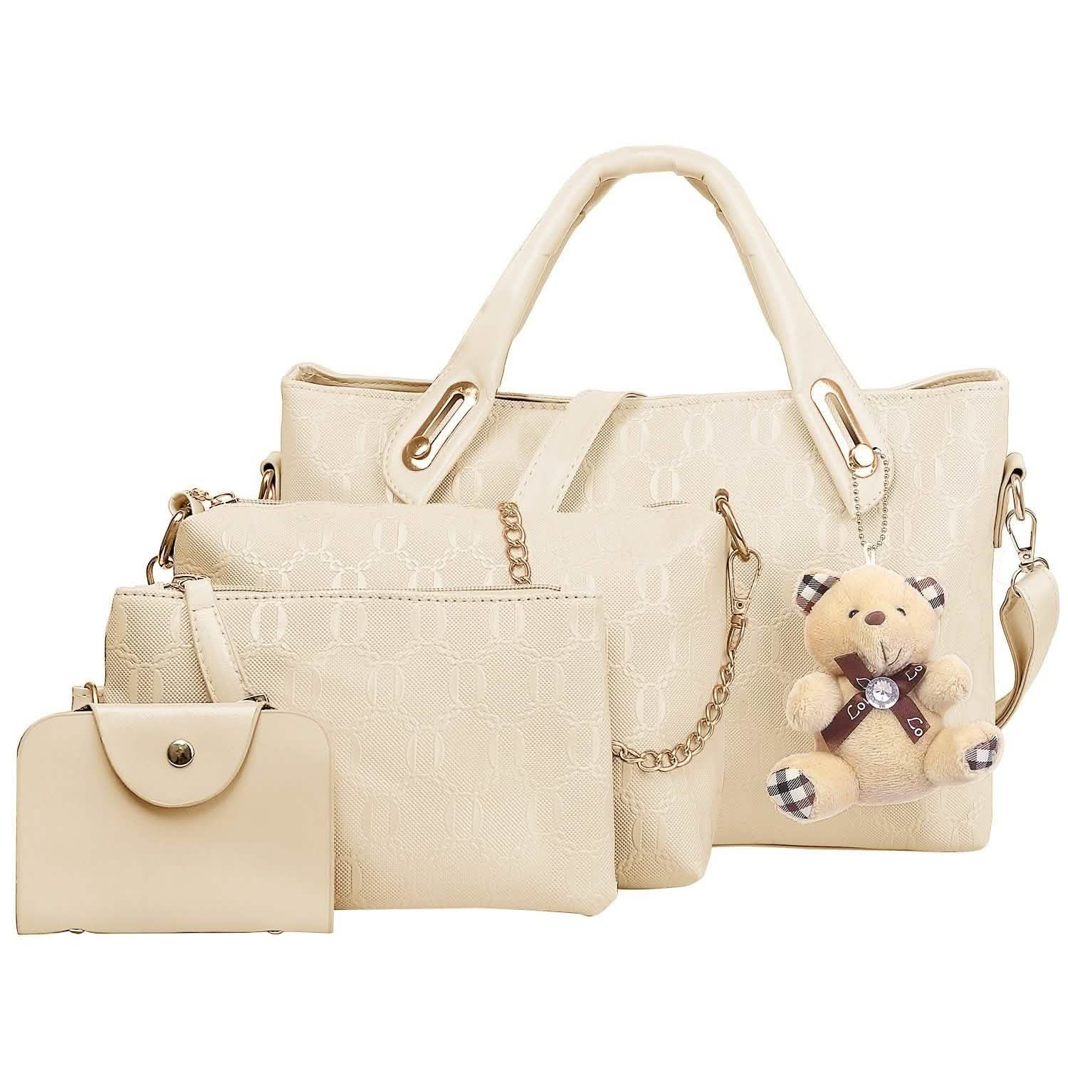 4-Pieces: Women Leather Handbag Gold Handbags & Wallets - Tophatter Daily Deals