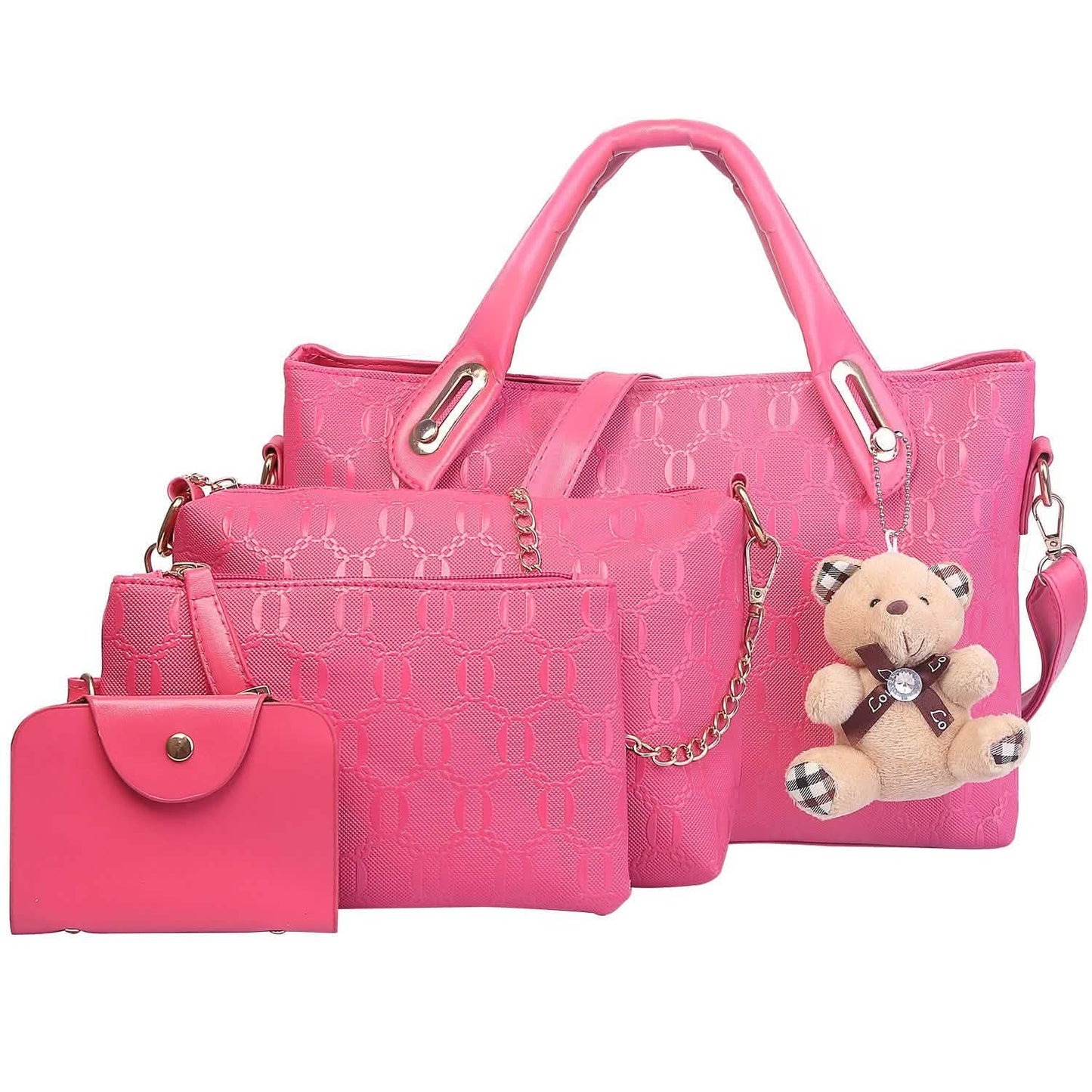 4-Pieces: Women Leather Handbag Pink Handbags & Wallets - Tophatter Daily Deals