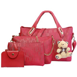 4-Pieces: Women Leather Handbag Red Handbags & Wallets - Tophatter Daily Deals