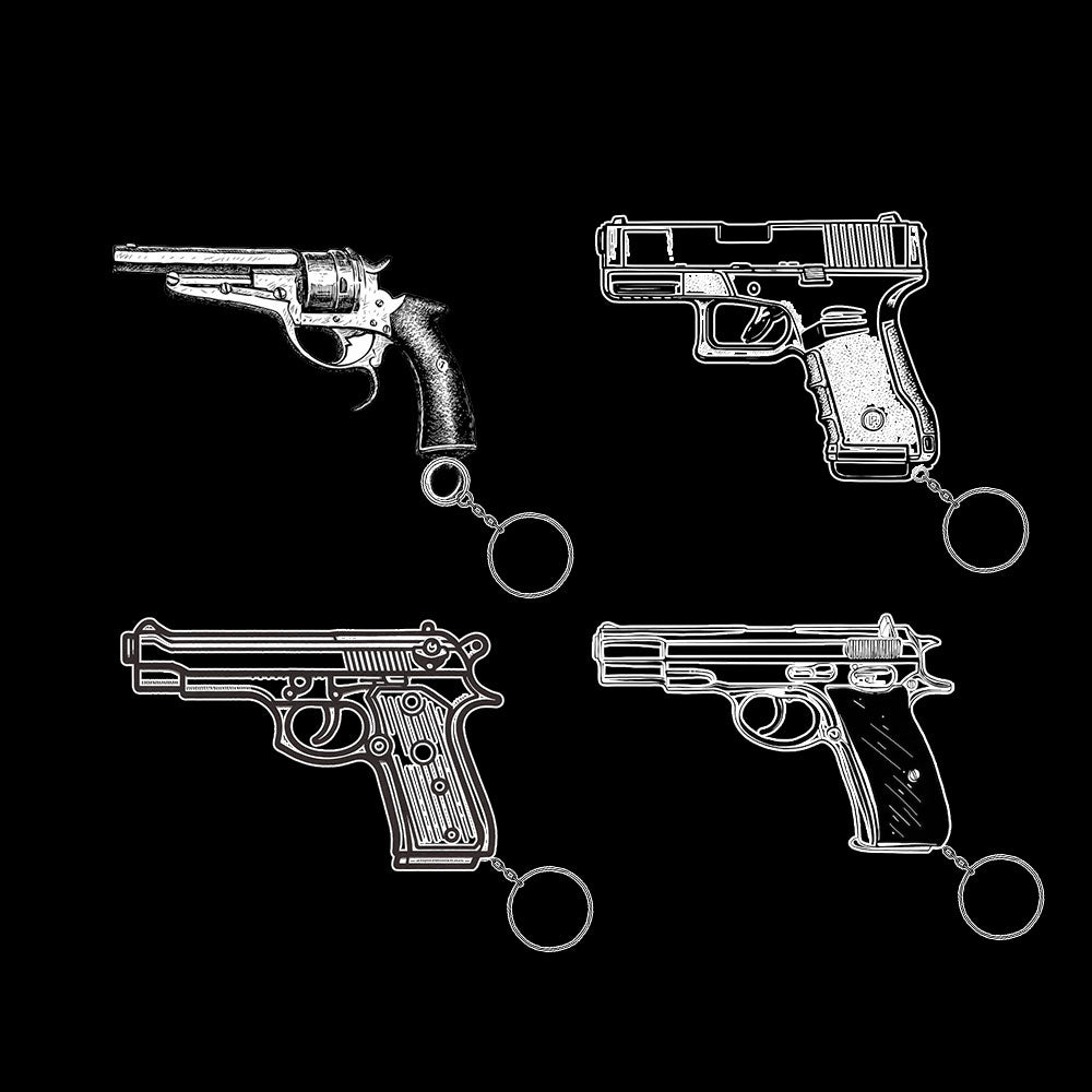 12 In 1 Metal World Famous Pistol Revolver Gun Keychain Mystery 4 Keychains - Tophatter Daily Deals