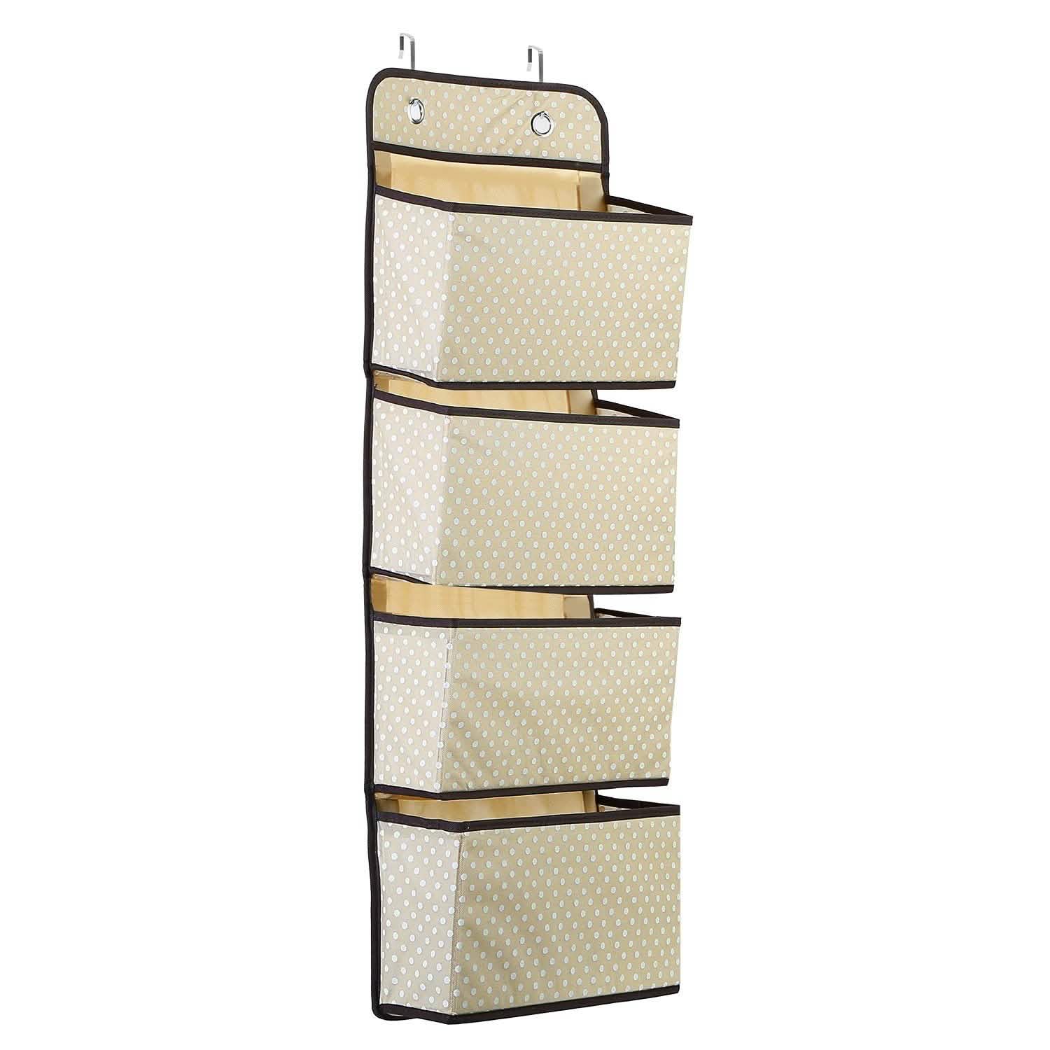 4-Pockets Wall Mount Closet Storage Organizer Beige Storage & Organization - Tophatter Daily Deals