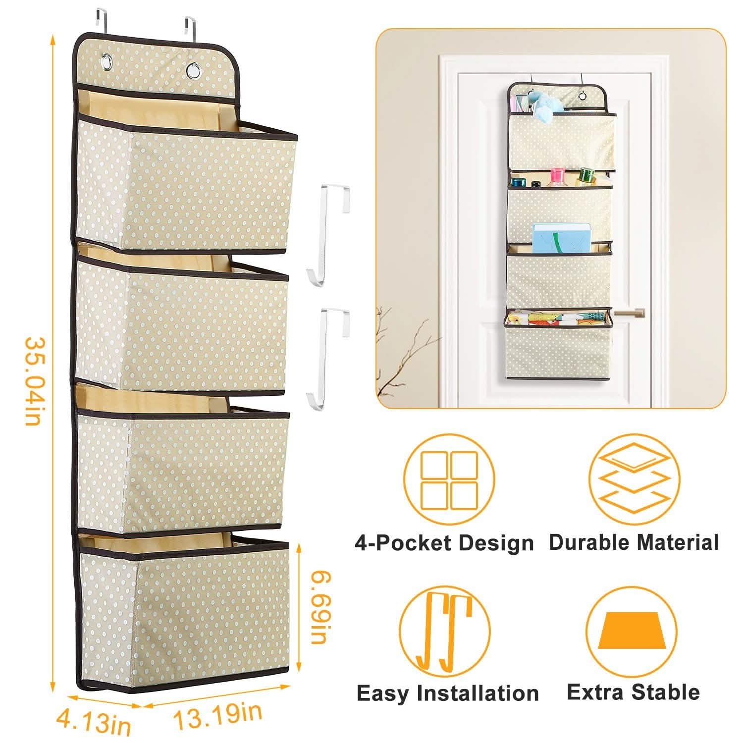 4-Pockets Wall Mount Closet Storage Organizer Storage & Organization - Tophatter Daily Deals