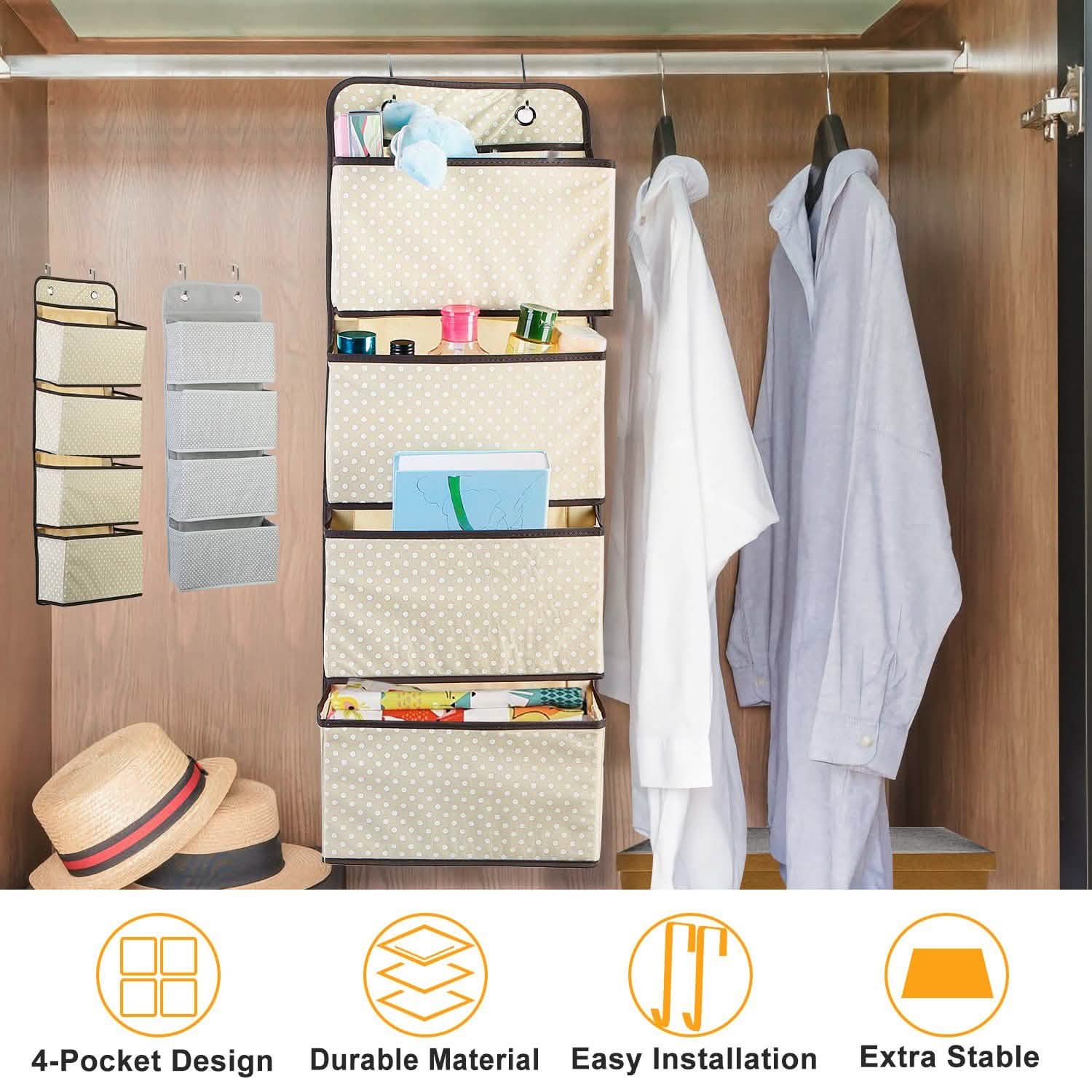 4-Pockets Wall Mount Closet Storage Organizer Storage & Organization - Tophatter Daily Deals