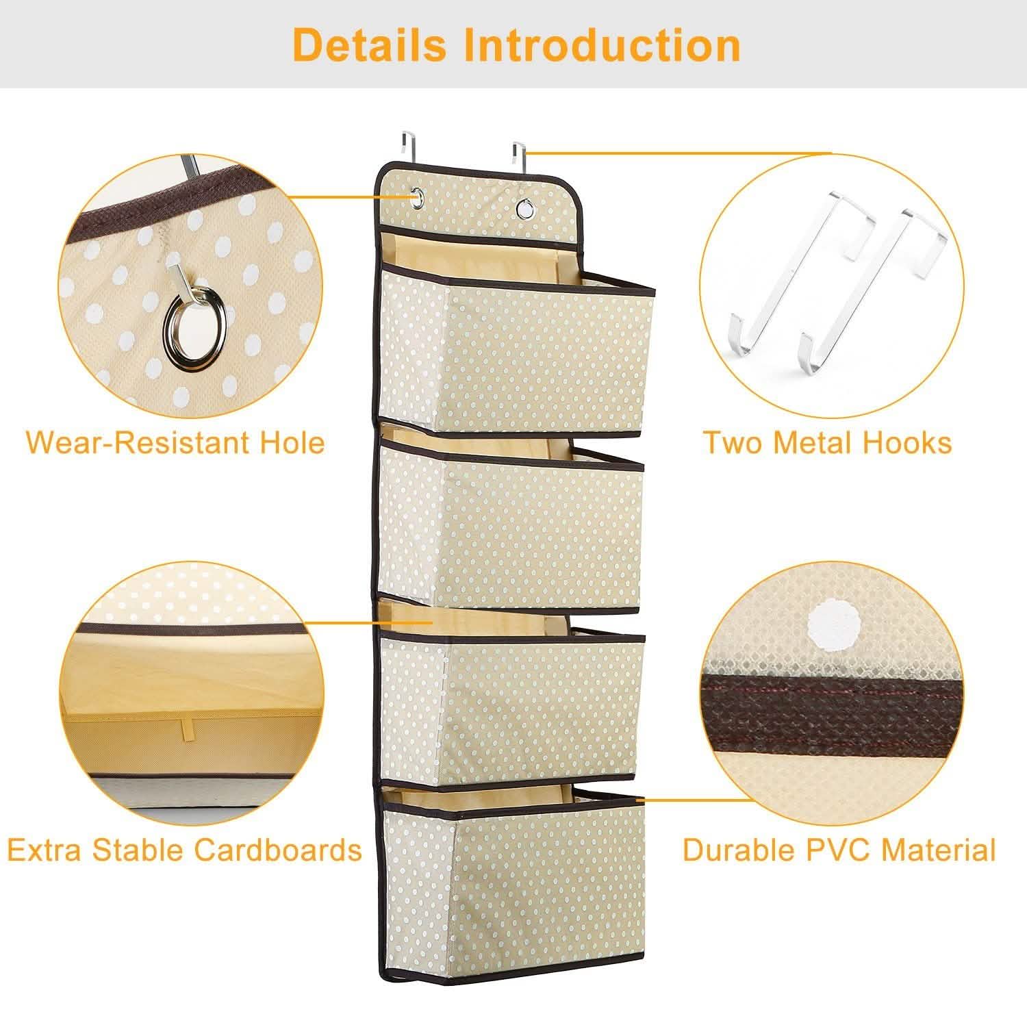 4-Pockets Wall Mount Closet Storage Organizer Storage & Organization - Tophatter Daily Deals