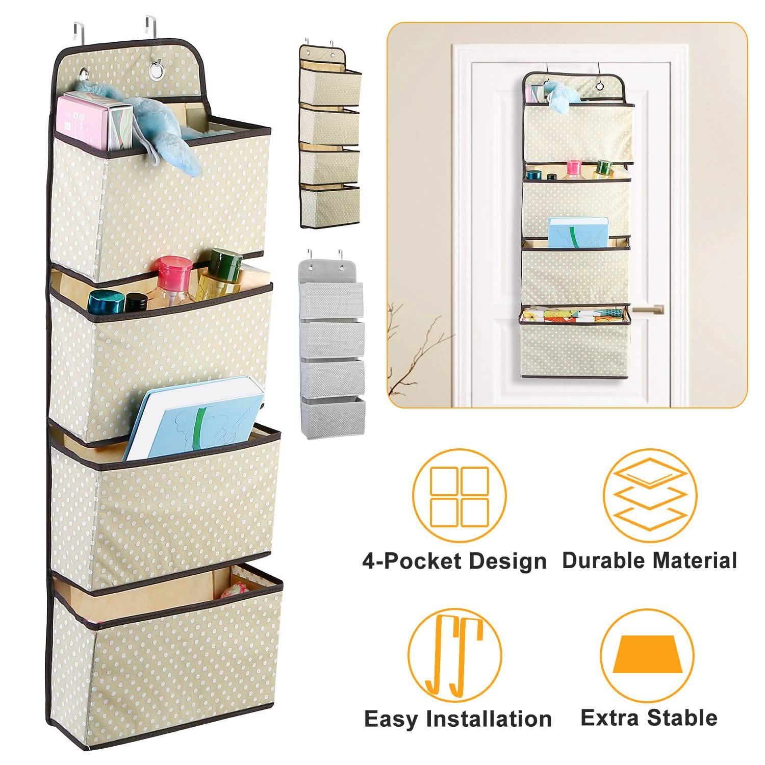 4-Pockets Wall Mount Closet Storage Organizer Storage & Organization - Tophatter Daily Deals