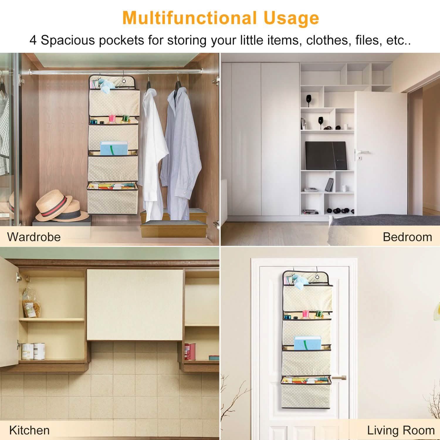 4-Pockets Wall Mount Closet Storage Organizer Storage & Organization - Tophatter Daily Deals